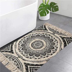 Small Boho Bathroom Rug 2' X 3' Tufted Machine Washable Throw Rugs Bohemian